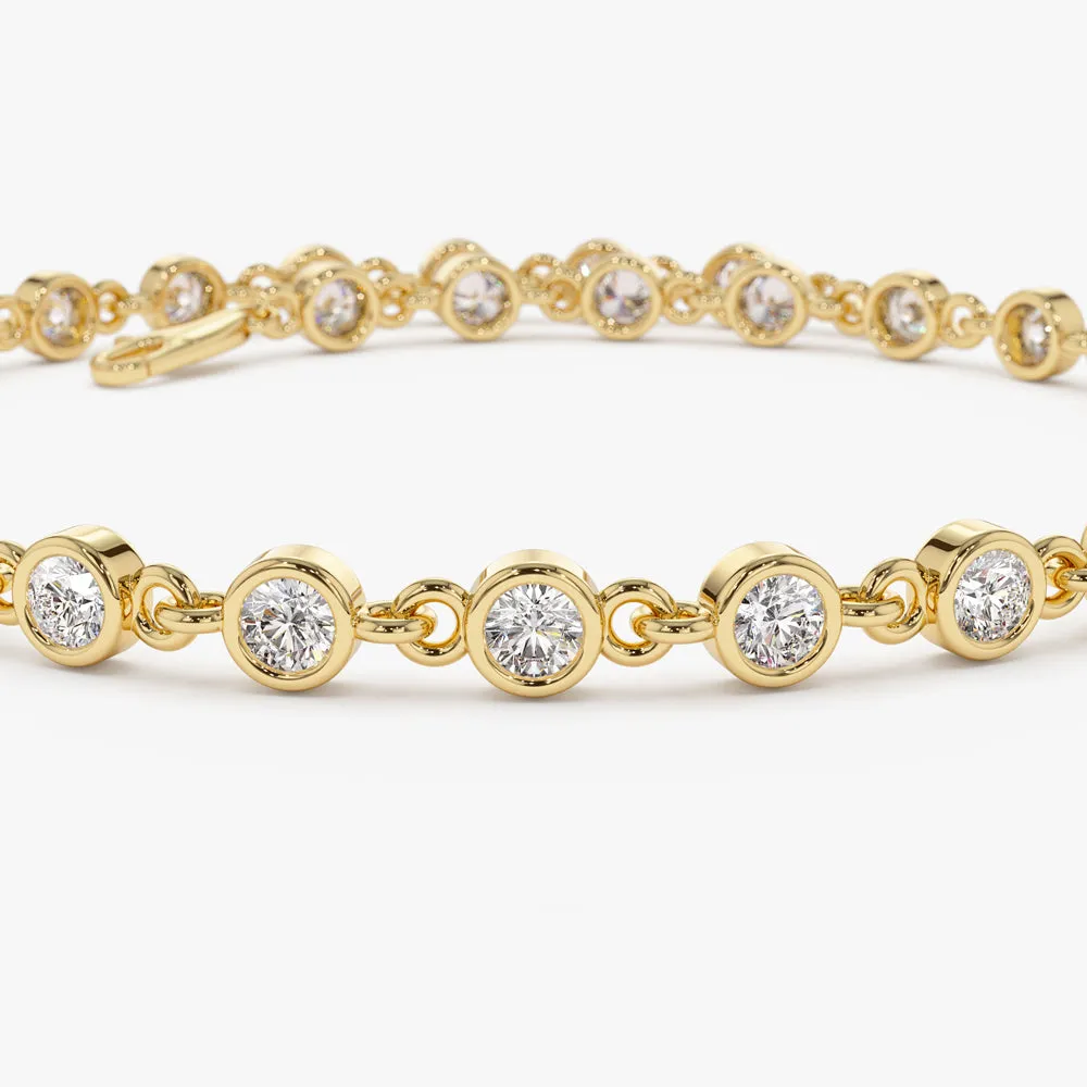 14k Bezel Setting Diamond Tennis Bracelet