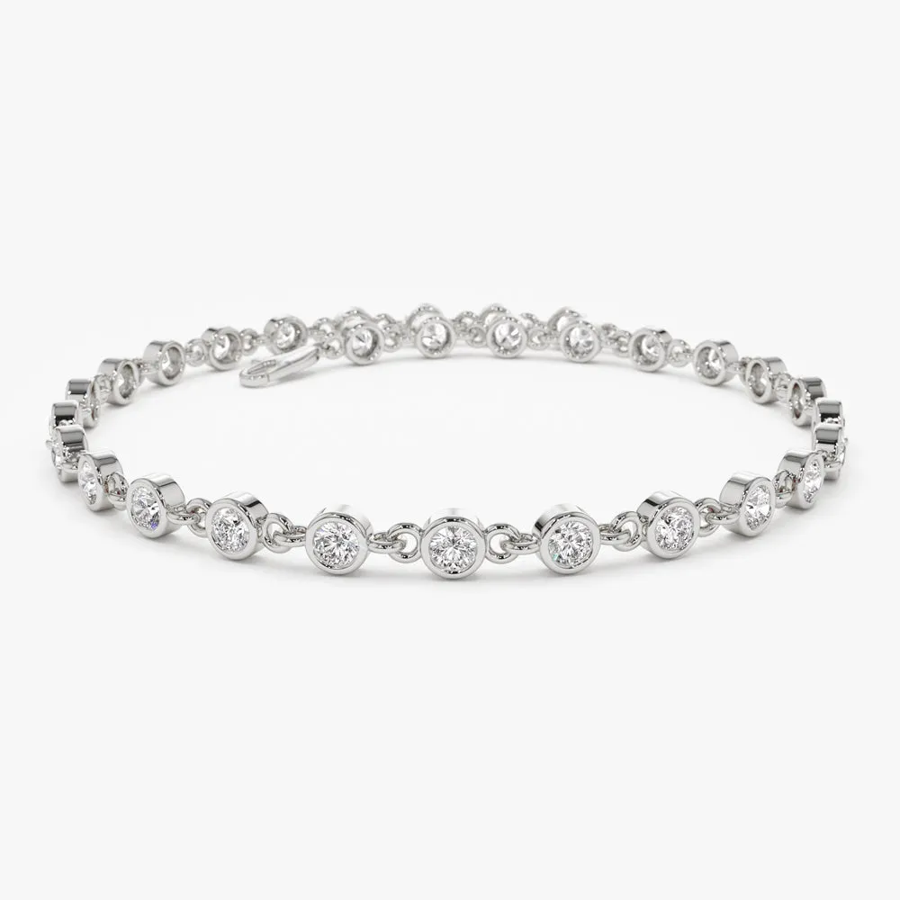 14k Bezel Setting Diamond Tennis Bracelet