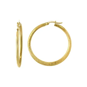 14K DOUBLE SIDE BRUSHED HOOPS ER 35MM  (ERTG303-14K)