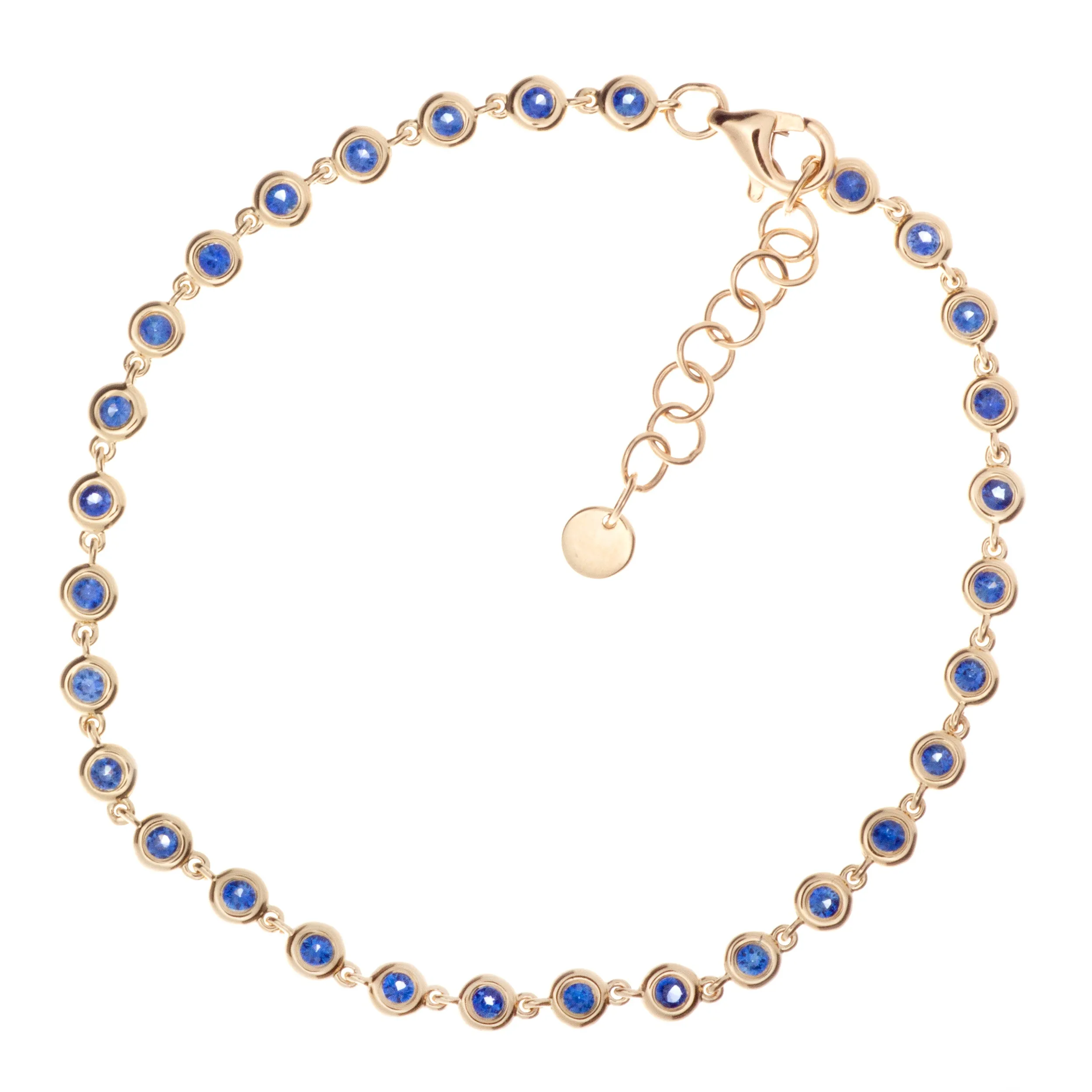 14k Yellow Gold Bezel Sapphire Bracelet