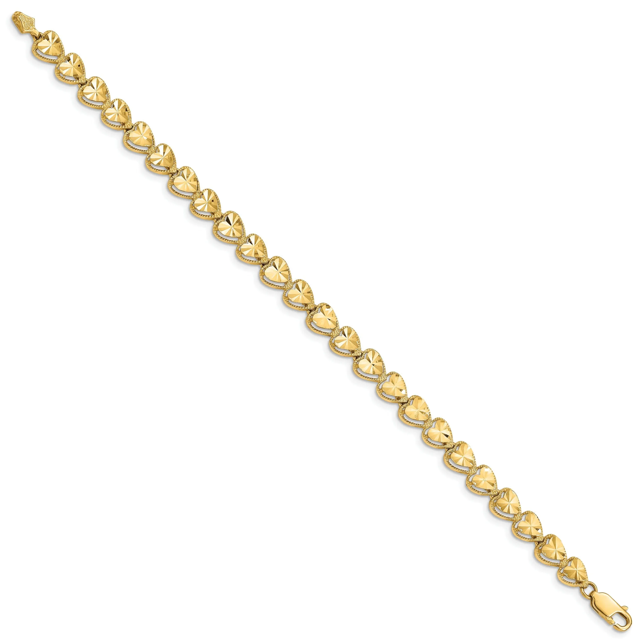 14k yellow gold cut-out heart bracelet 7-inch