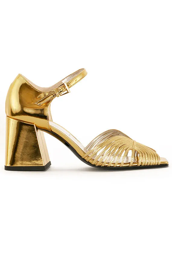 70's Gold Strappy Heel