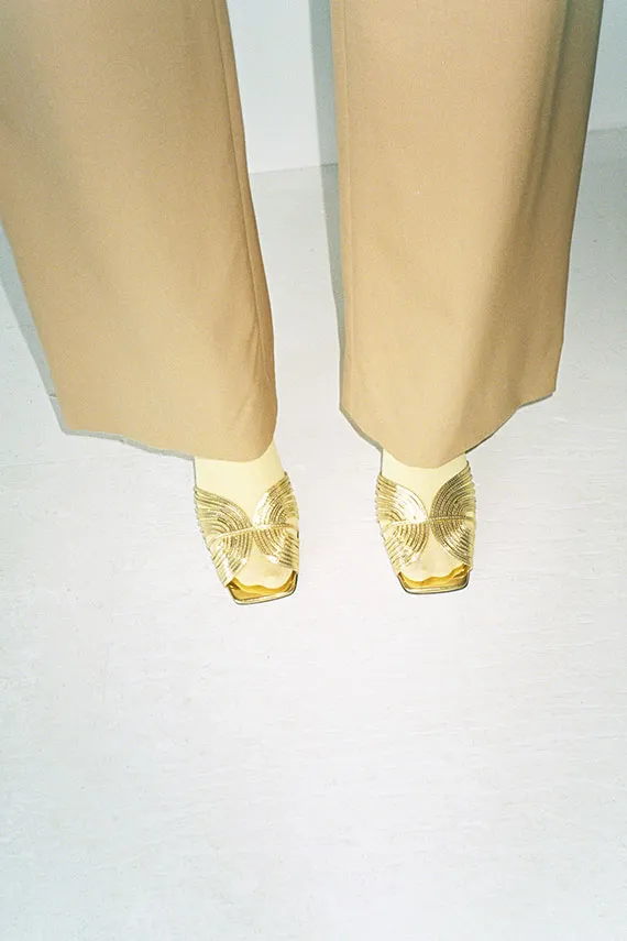 70's Gold Strappy Heel