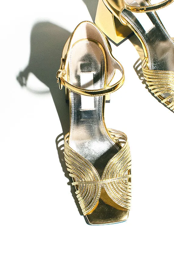 70's Gold Strappy Heel