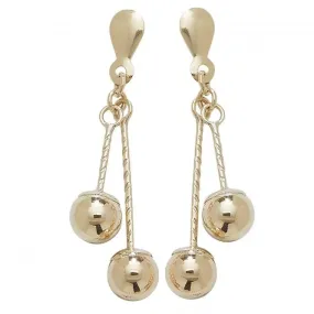 9ct Yellow Gold Round Dangling Drop Earrings ES423