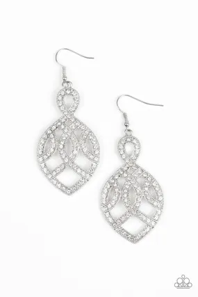 A Grand Statement White Paparazzi Earrings