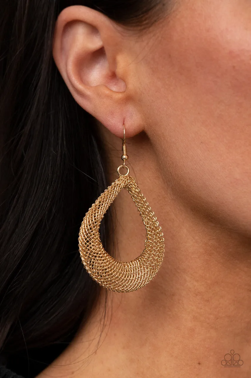 A Hot MESH Gold Paparazzi Earrings