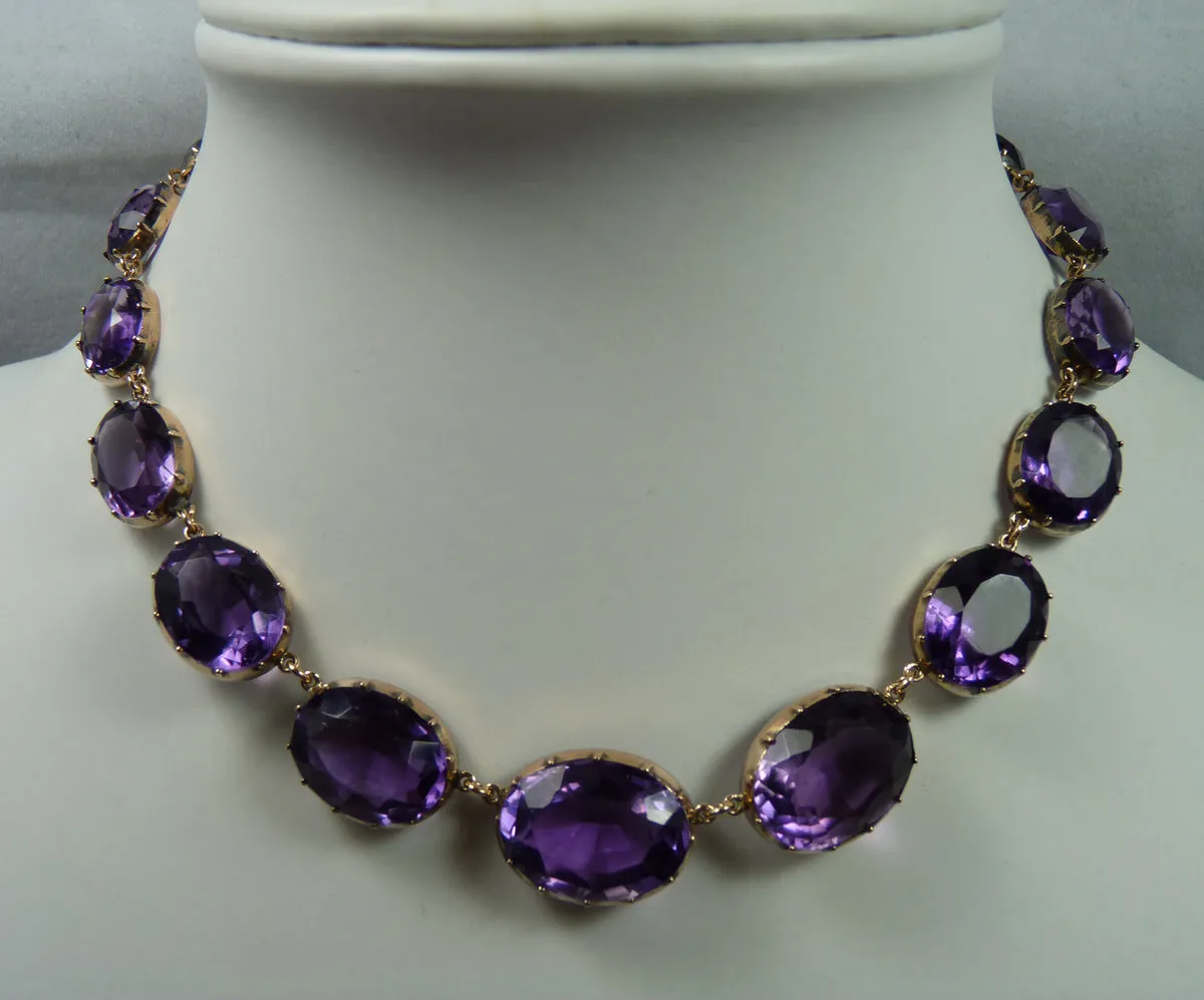 Anna Wintour Amethyst Riviere Necklace - 14k Gold Vermeil Victorian Style Necklace