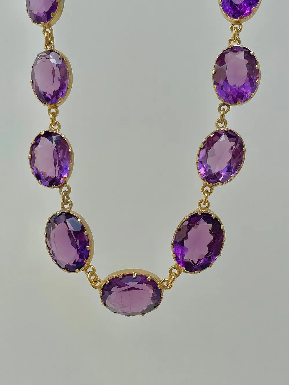 Anna Wintour Amethyst Riviere Necklace - 14k Gold Vermeil Victorian Style Necklace