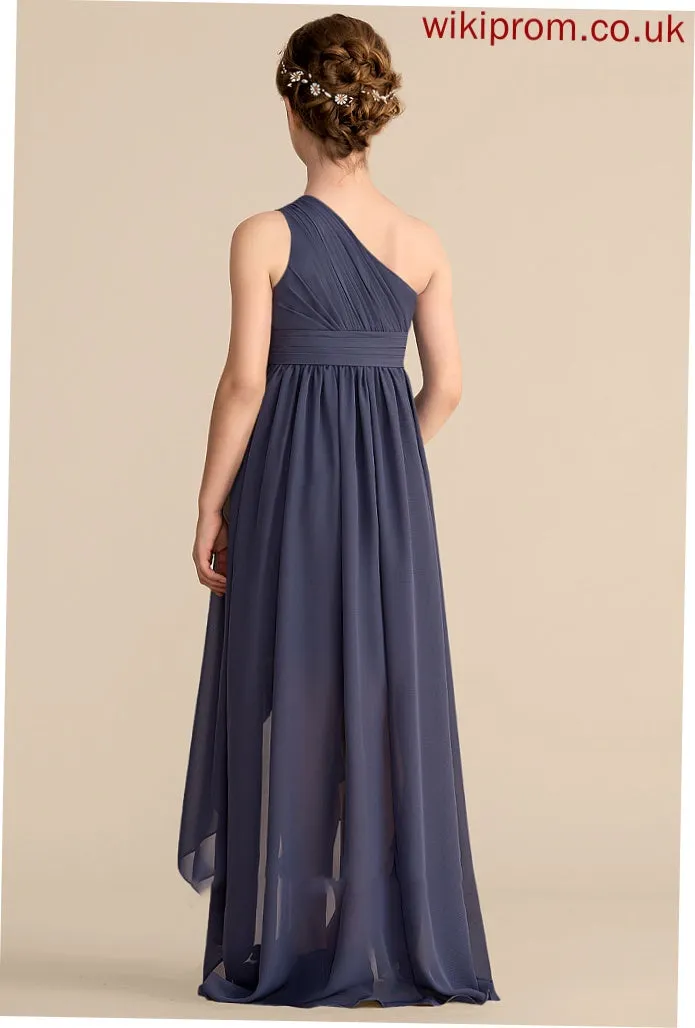 Asymmetrical Ruffle A-Line One-Shoulder Chiffon Jessica Junior Bridesmaid Dresses With