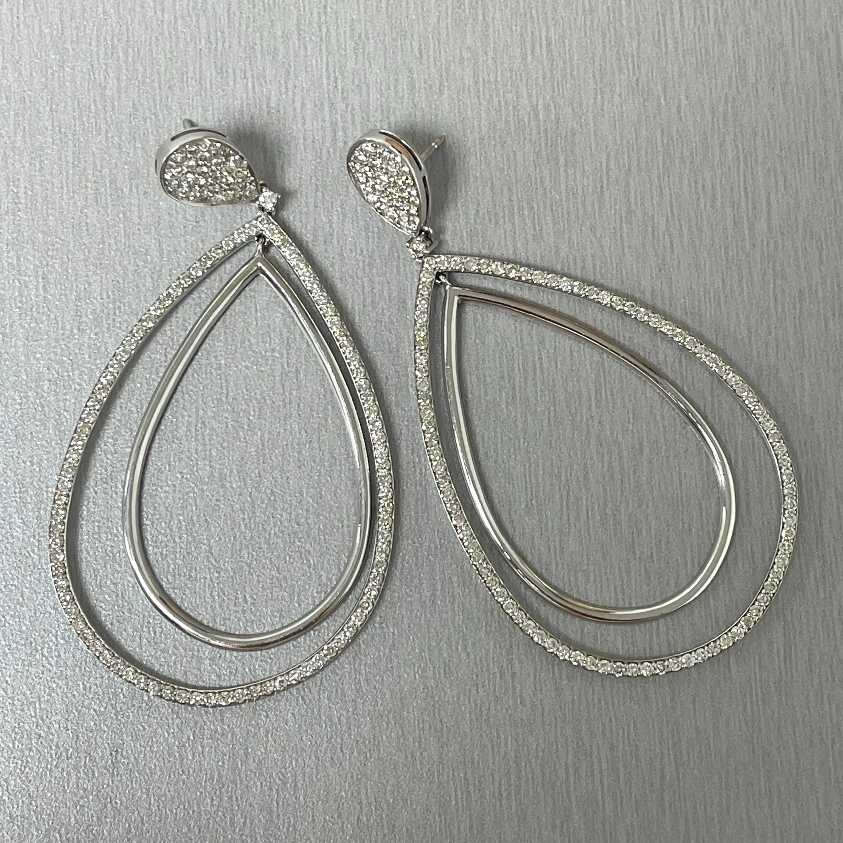 Audrey Diamond Earrings (4.25 ct Diamonds) in White Gold