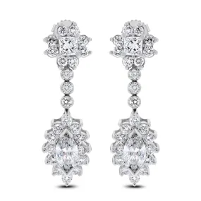 Beauvince Princess Diamond Earrings (5.98 ct Diamonds) in White Gold