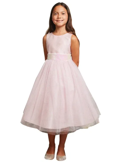 Big Girls Sequin Glitter Tulle Flower Girl Dress, Size 18.5