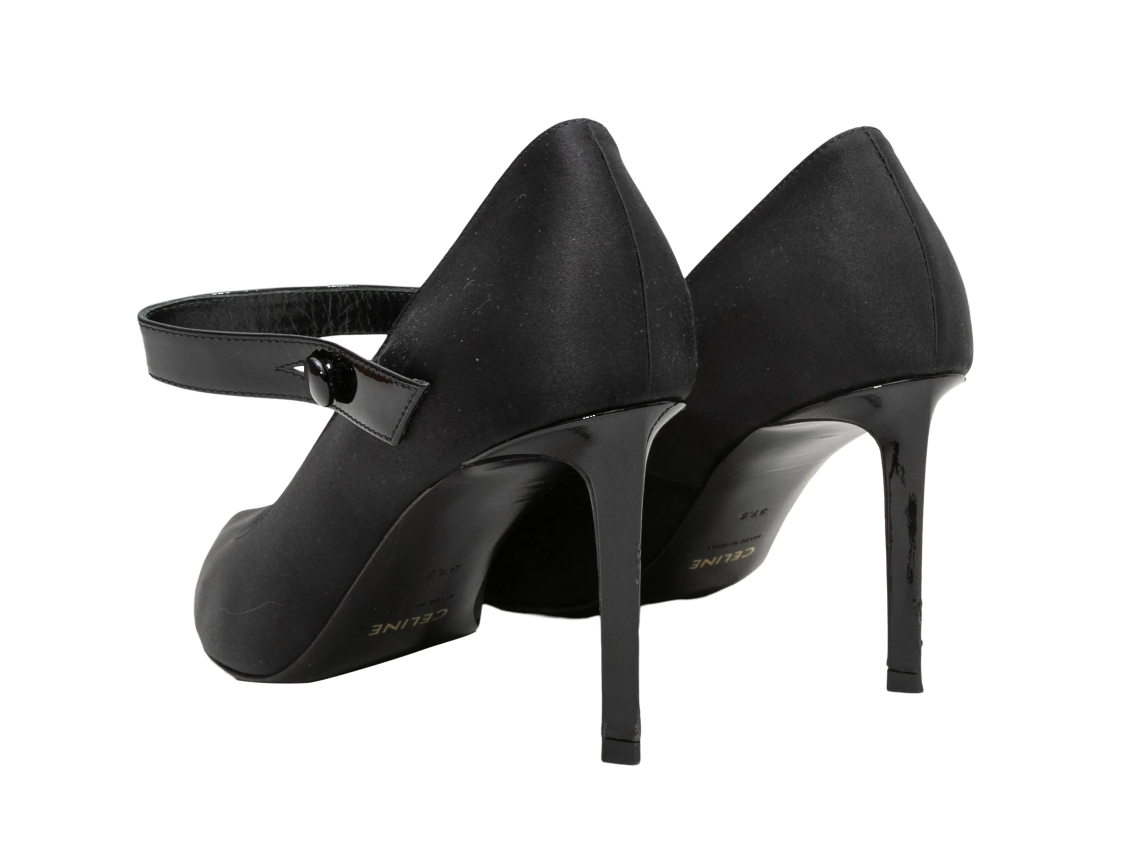 Black Celine Pointed-Toe Mary Jane Pumps Size 37.5