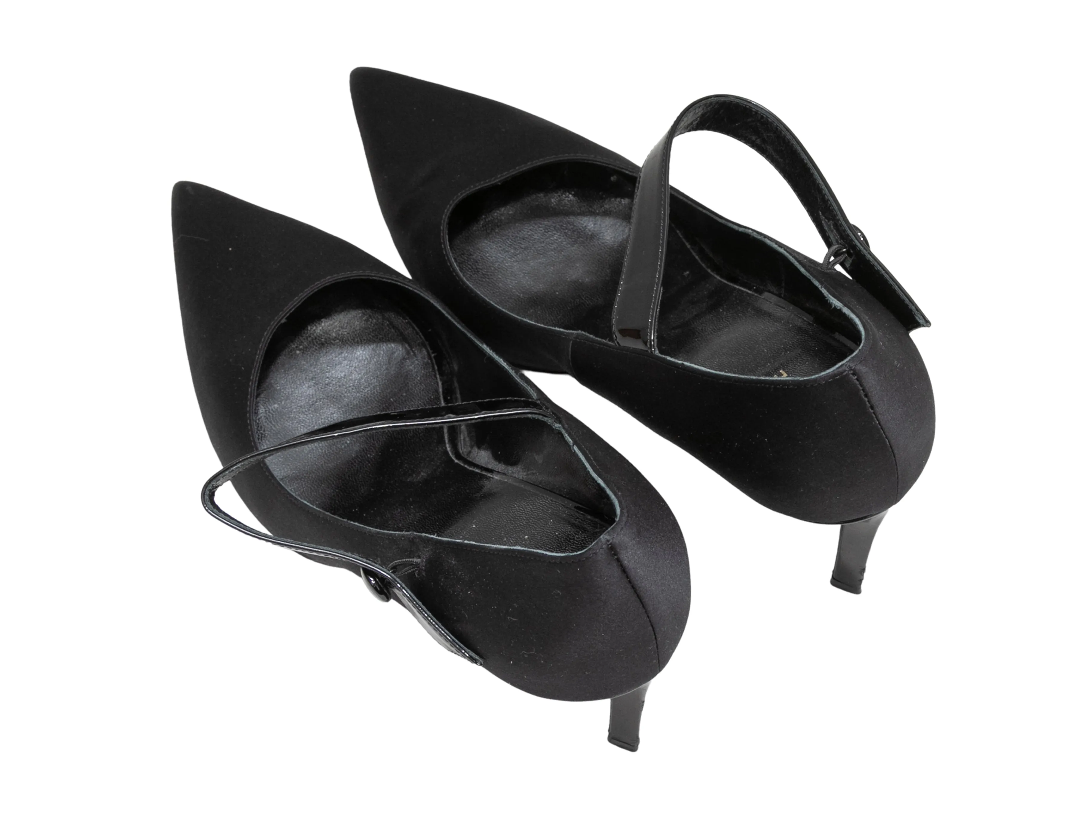 Black Celine Pointed-Toe Mary Jane Pumps Size 37.5