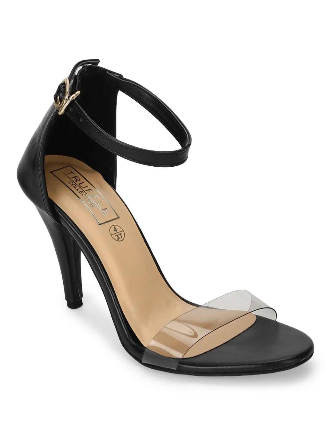 Black Stilettos With Clear Straps