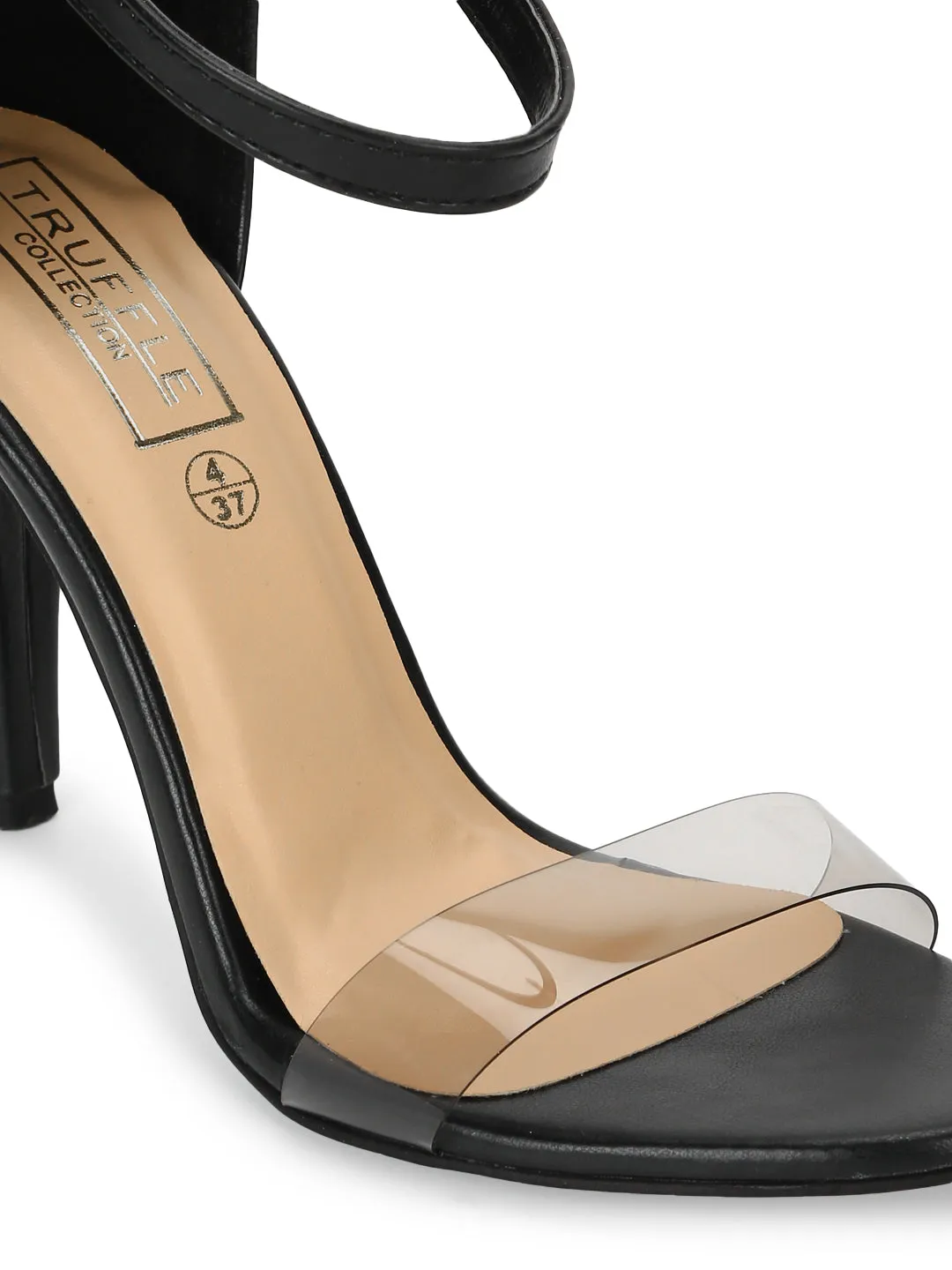 Black Stilettos With Clear Straps