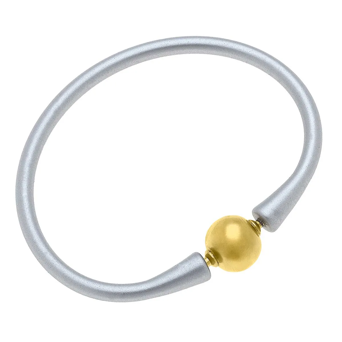 CANVAS Style - Bali 24K Gold Plated Bead Silicone Bracelet Metallic Silver