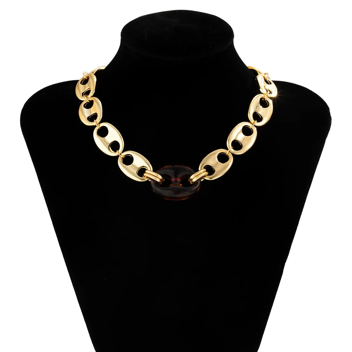 CCB Material Exaggerated Big Choker Necklace Collar for Women Hiphop Chunky Chain Necklace