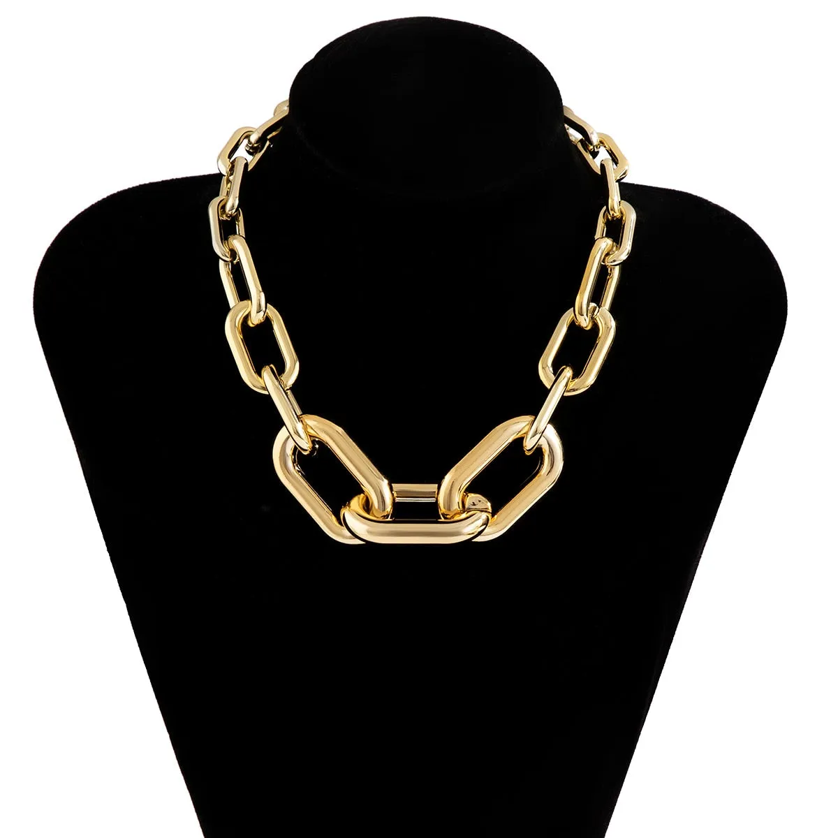 CCB Material Exaggerated Big Choker Necklace Collar for Women Hiphop Chunky Chain Necklace