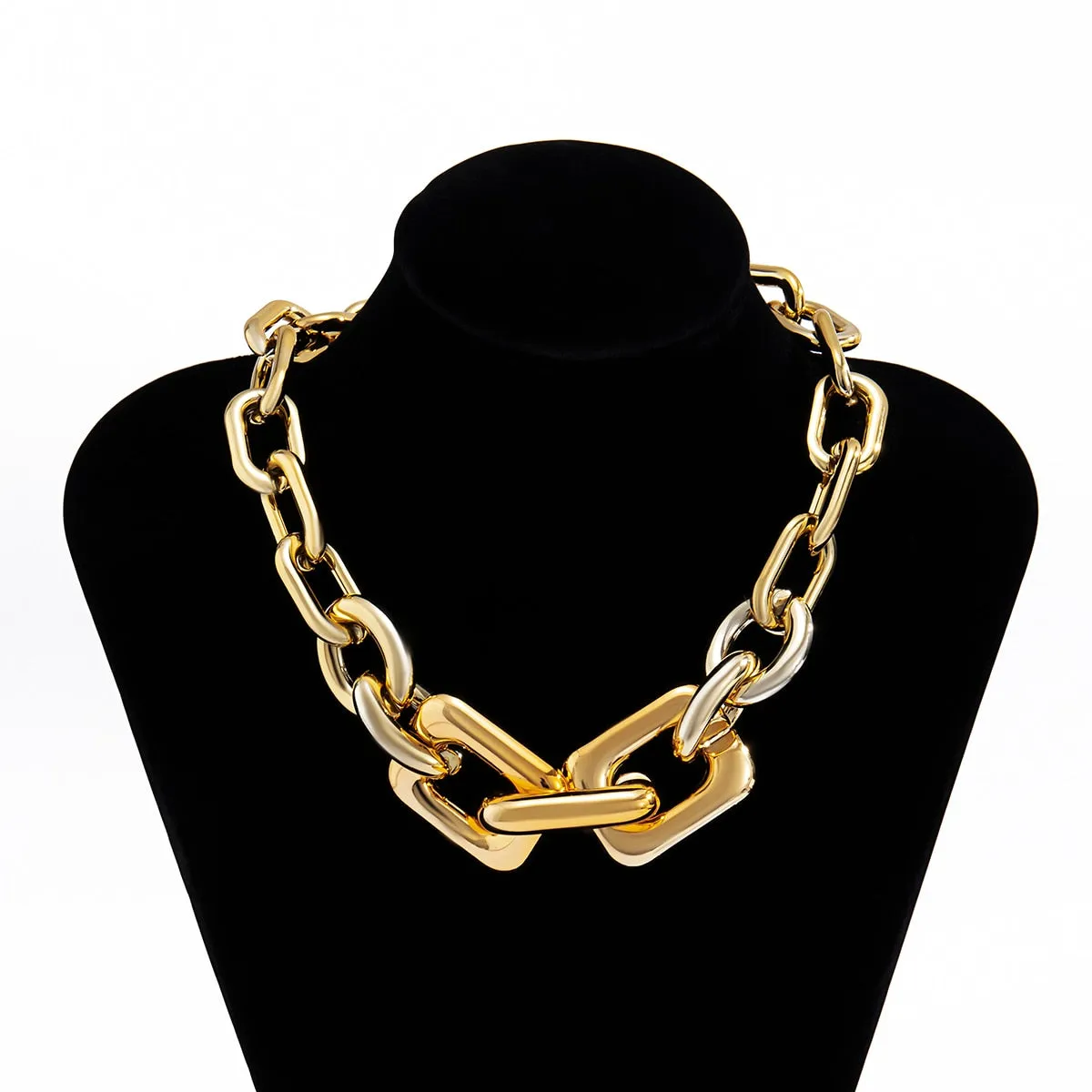 CCB Material Exaggerated Big Choker Necklace Collar for Women Hiphop Chunky Chain Necklace