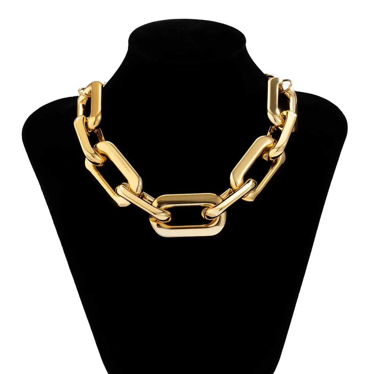 CCB Material Exaggerated Big Choker Necklace Collar for Women Hiphop Chunky Chain Necklace