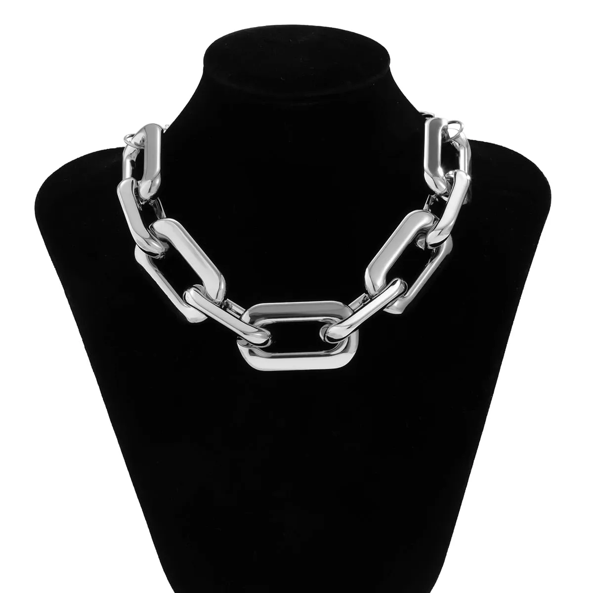 CCB Material Exaggerated Big Choker Necklace Collar for Women Hiphop Chunky Chain Necklace