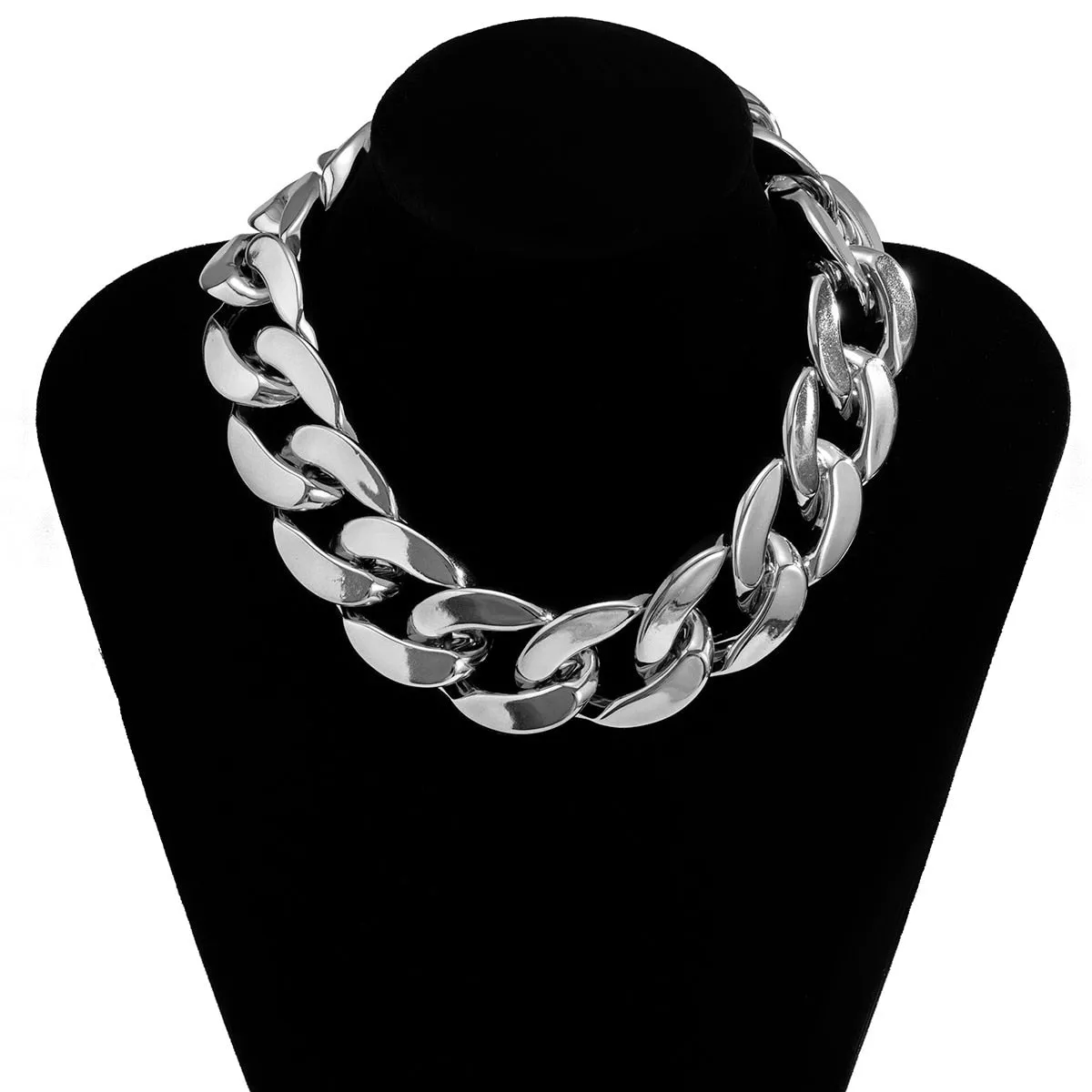 CCB Material Exaggerated Big Choker Necklace Collar for Women Hiphop Chunky Chain Necklace