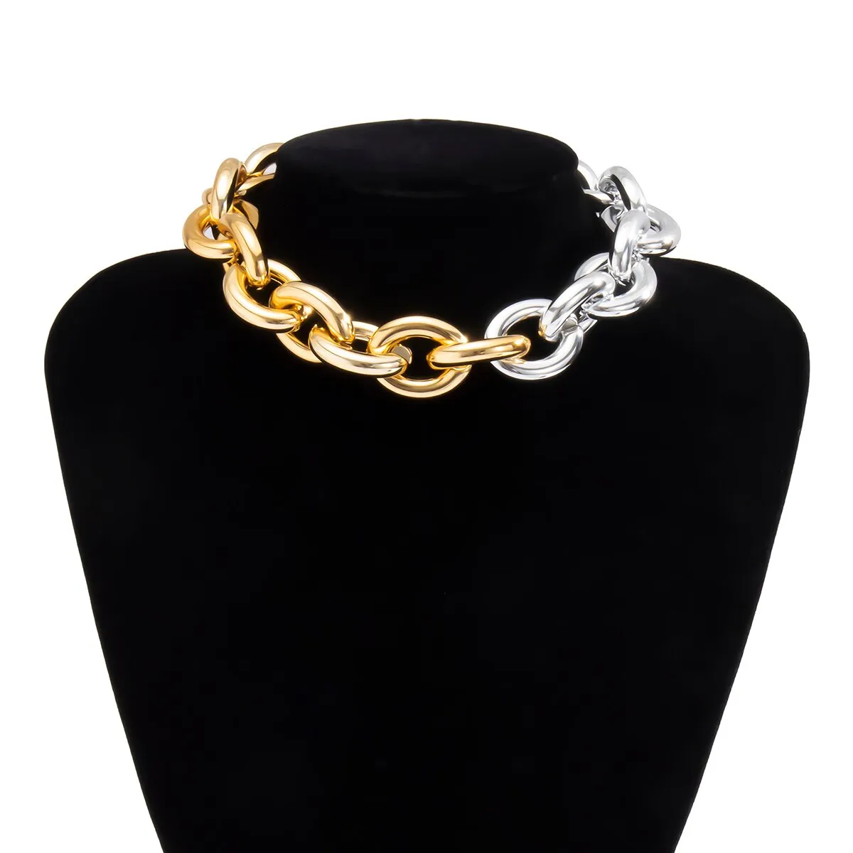 CCB Material Exaggerated Big Choker Necklace Collar for Women Hiphop Chunky Chain Necklace