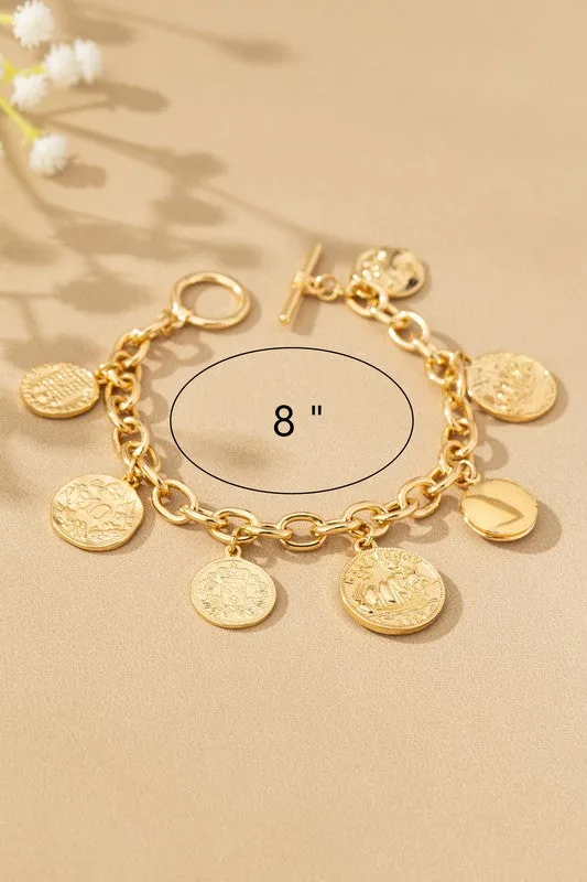 Chunky Chain Coin Charm Bracelets