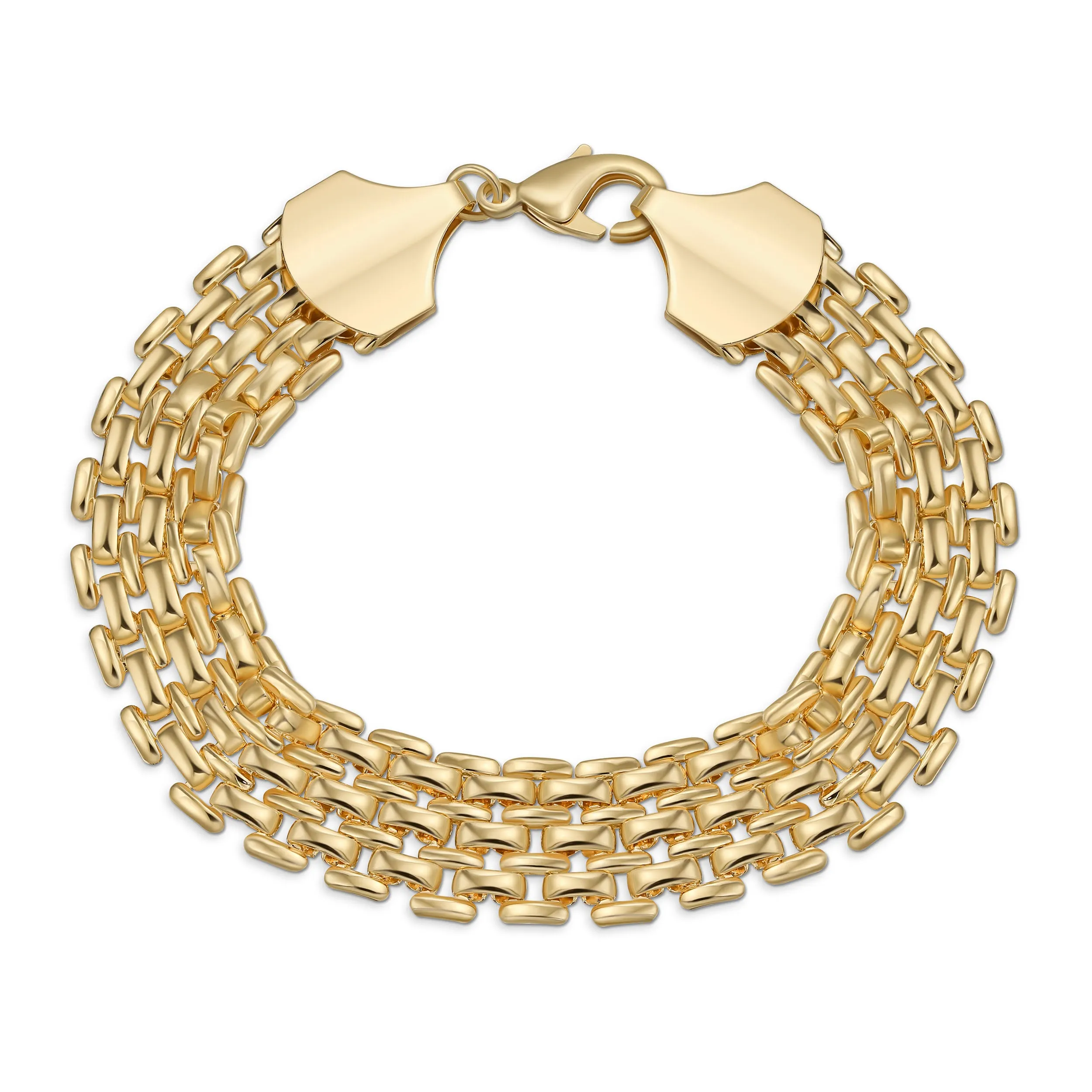 Classic Panther Link Collar Necklace Yellow Plated Brass 18-Inch Statement Piece