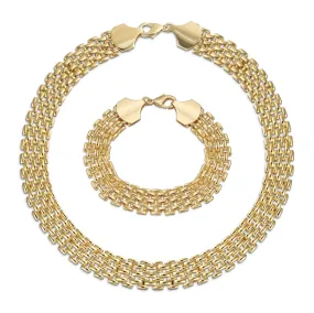 Classic Panther Link Collar Necklace Yellow Plated Brass 18-Inch Statement Piece