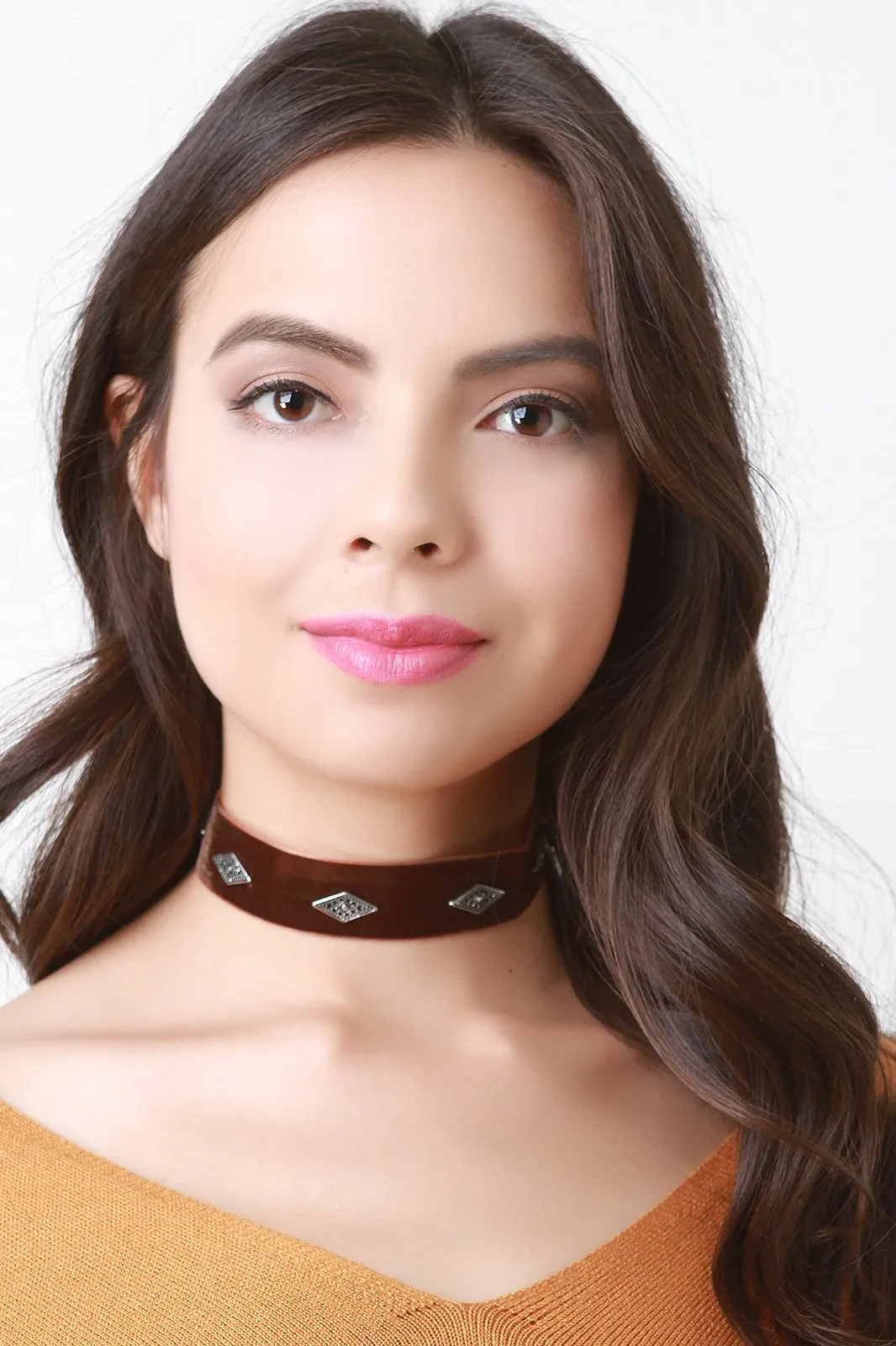 Concho Studs Velvet Choker Necklace