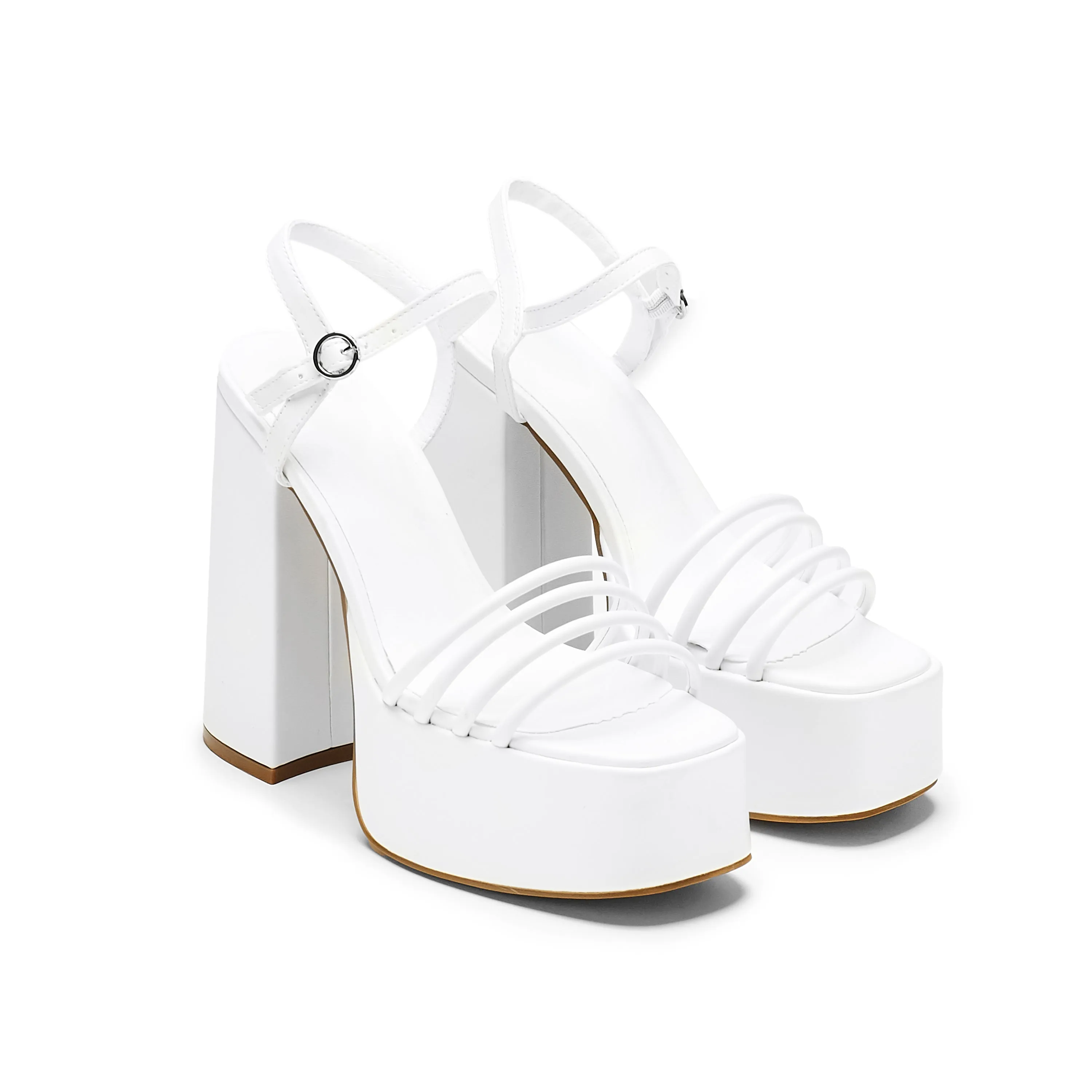 Cosette White Platform Strappy Heels