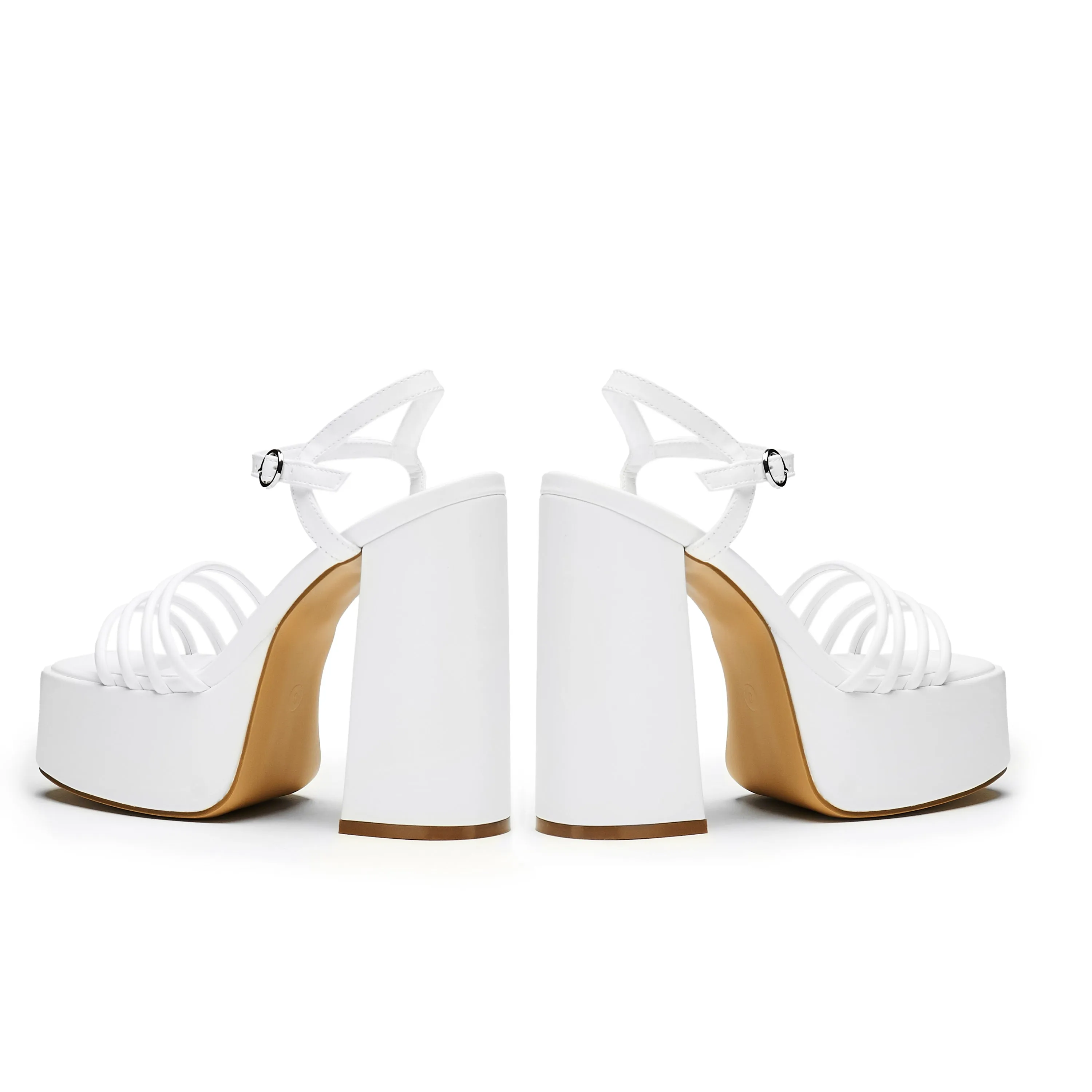 Cosette White Platform Strappy Heels