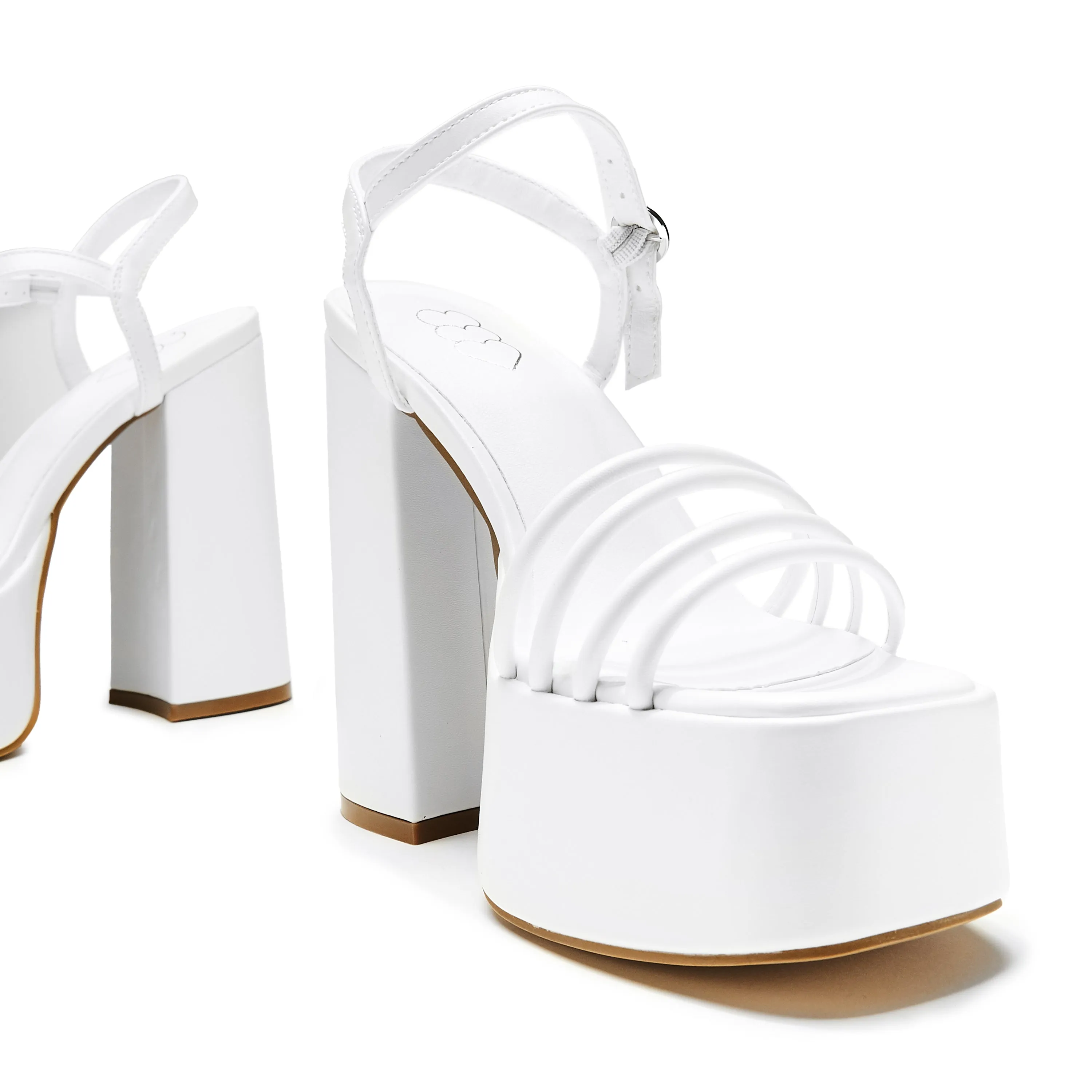 Cosette White Platform Strappy Heels