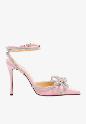 CRYSTAL-EMBELLISHED SATIN PUMPS HEELS Pink