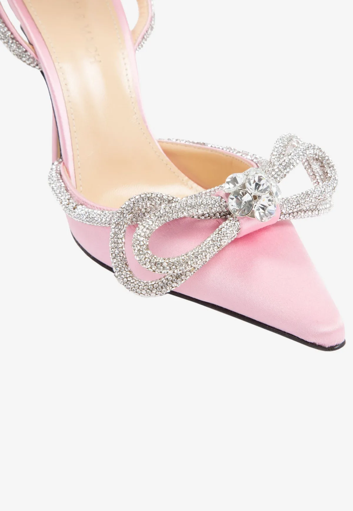 CRYSTAL-EMBELLISHED SATIN PUMPS HEELS Pink