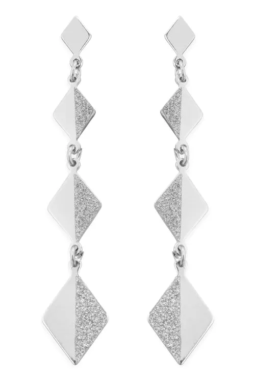 Diamond Textured Link Dangling Earrings