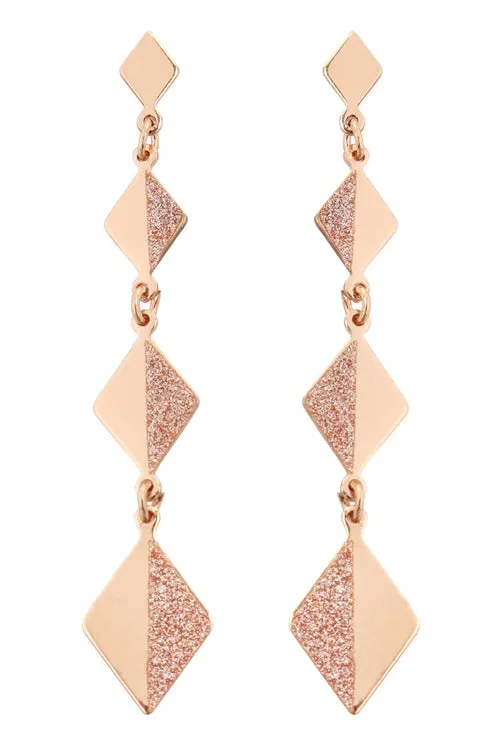 Diamond Textured Link Dangling Earrings