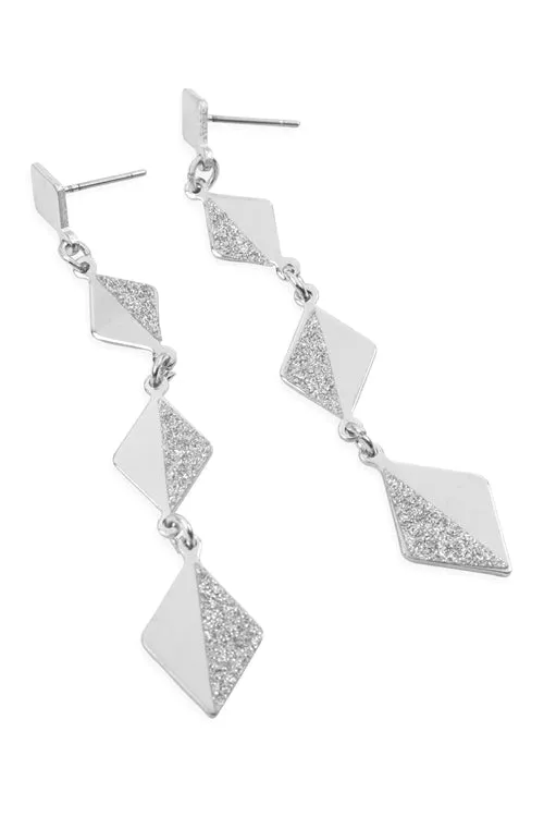 Diamond Textured Link Dangling Earrings