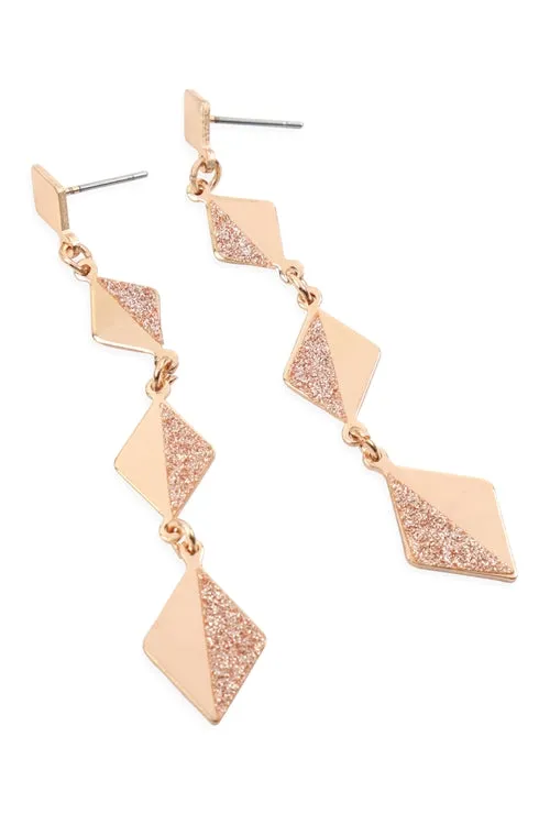 Diamond Textured Link Dangling Earrings