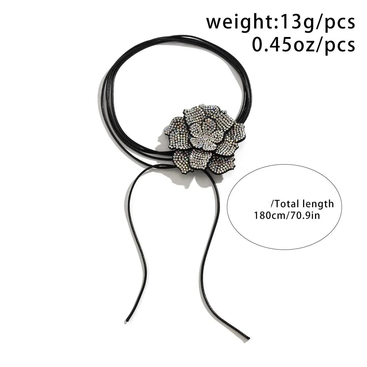 Full Rhinestone Big Rose Flower Choker Necklace for Women