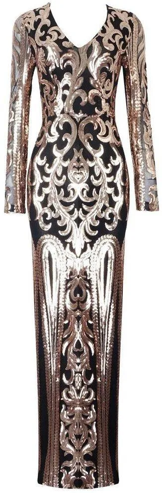 Gold-Sequin-Embellished Gown