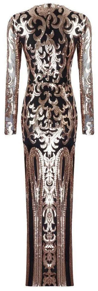 Gold-Sequin-Embellished Gown