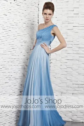 Grecian Changing Blue One Shoulder Beauty Pageant Evening Dress CX881121