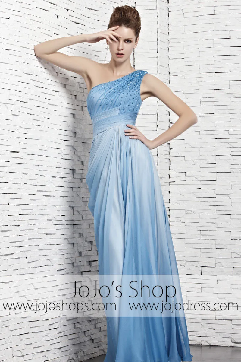 Grecian Changing Blue One Shoulder Beauty Pageant Evening Dress CX881121