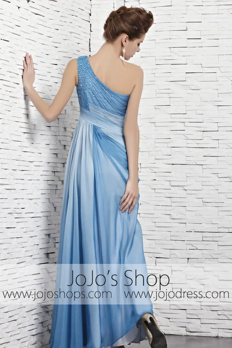 Grecian Changing Blue One Shoulder Beauty Pageant Evening Dress CX881121