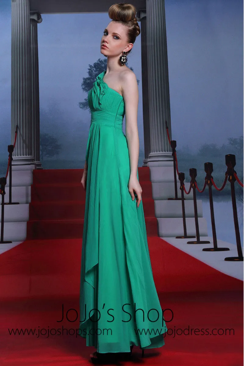 Grecian Green One Shoulder Prom Dress DQ830886