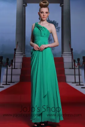 Grecian Green One Shoulder Prom Dress DQ830886